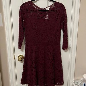 Maroon lace dress, size medium.